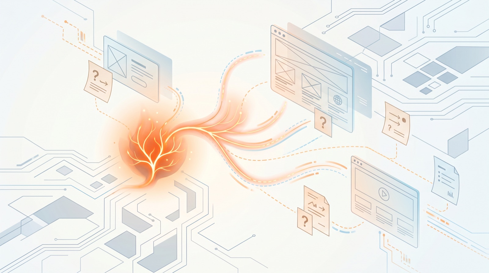 Illustration of A/B test ideas branching into page variants