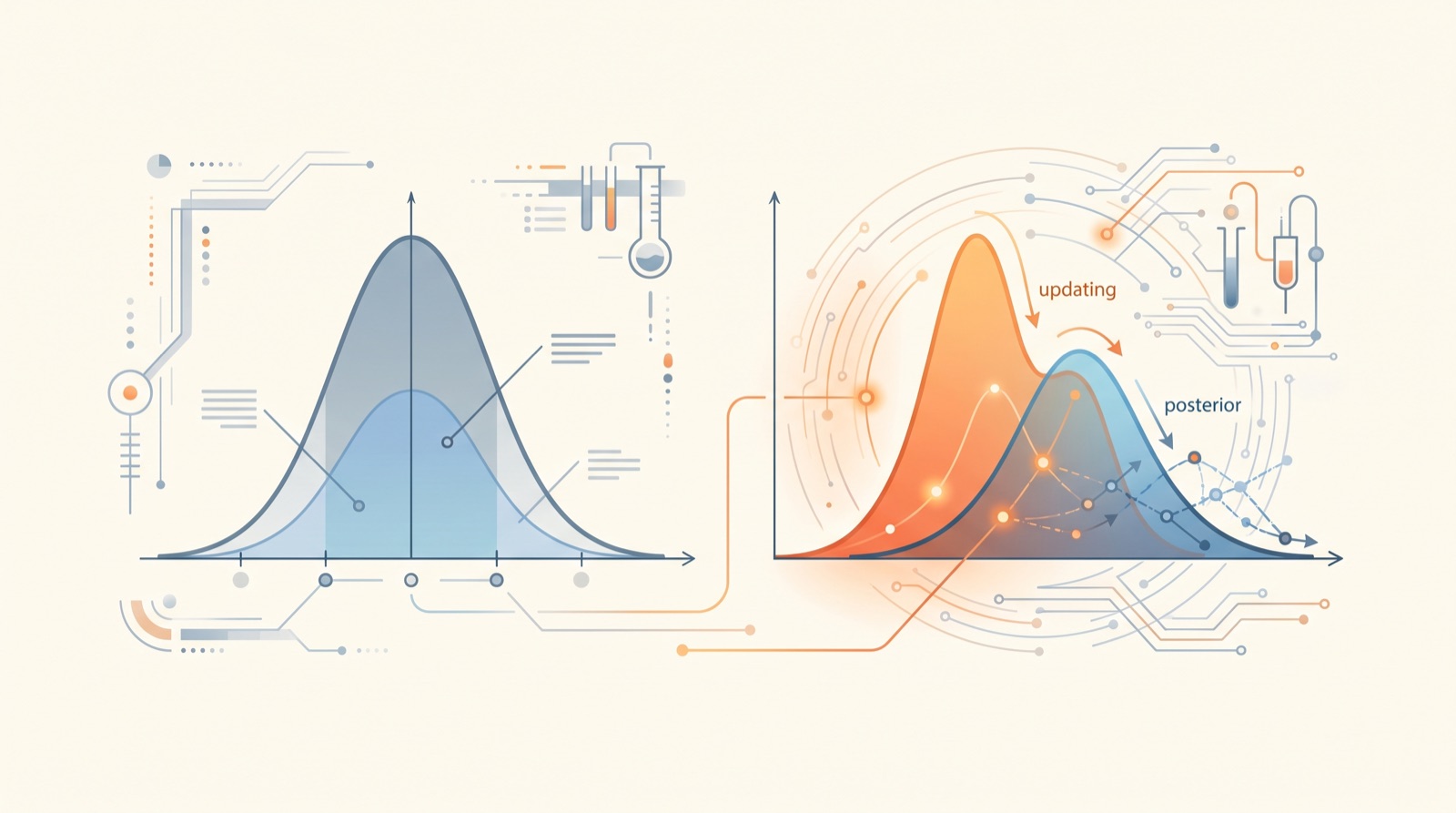 Two contrasting statistical distribution curves