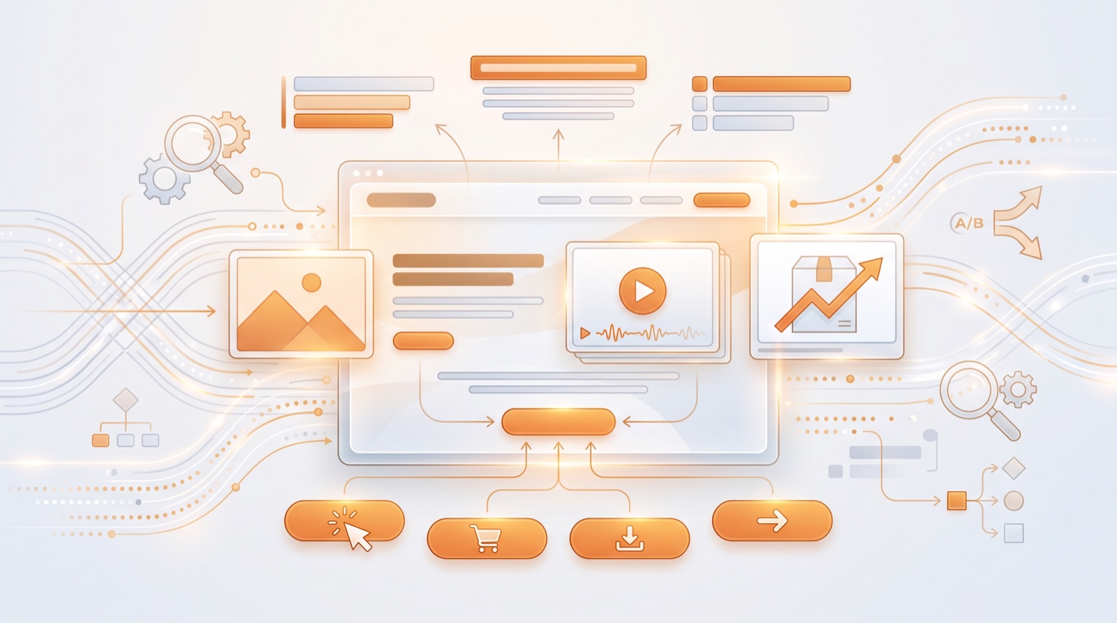 Landing page with headline and call-to-action variations